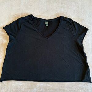 Wild Fable Black V-Neck Short Sleeve Cropped Tee